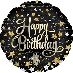 Happy Birthday 18 in Black & Gold Ballon